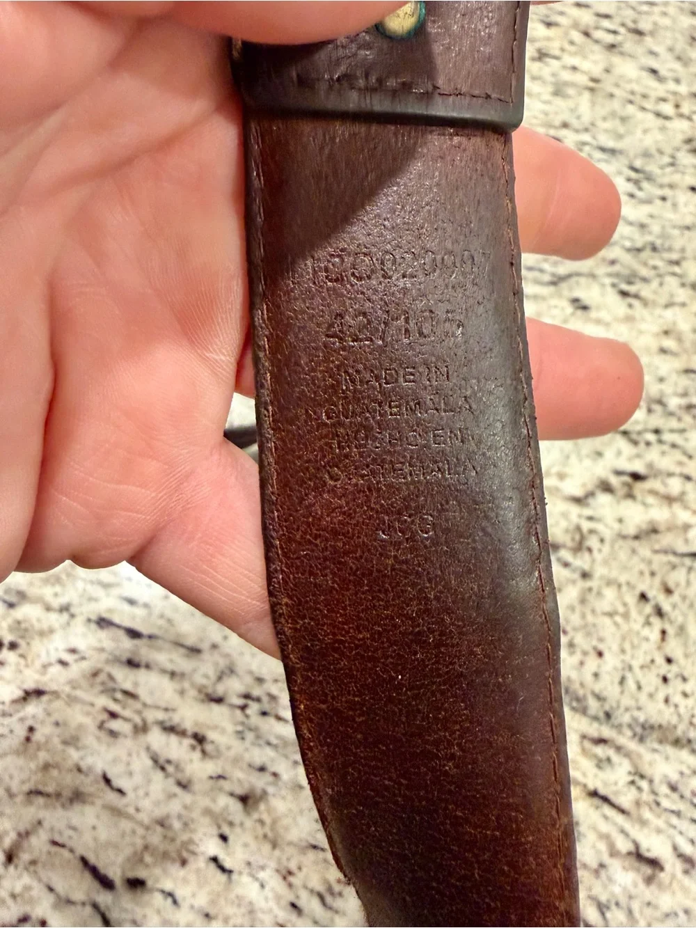 Vintage Columbia Belt Mens 42 Brown Genuine Leather Solid Brass Buckle 1.5”